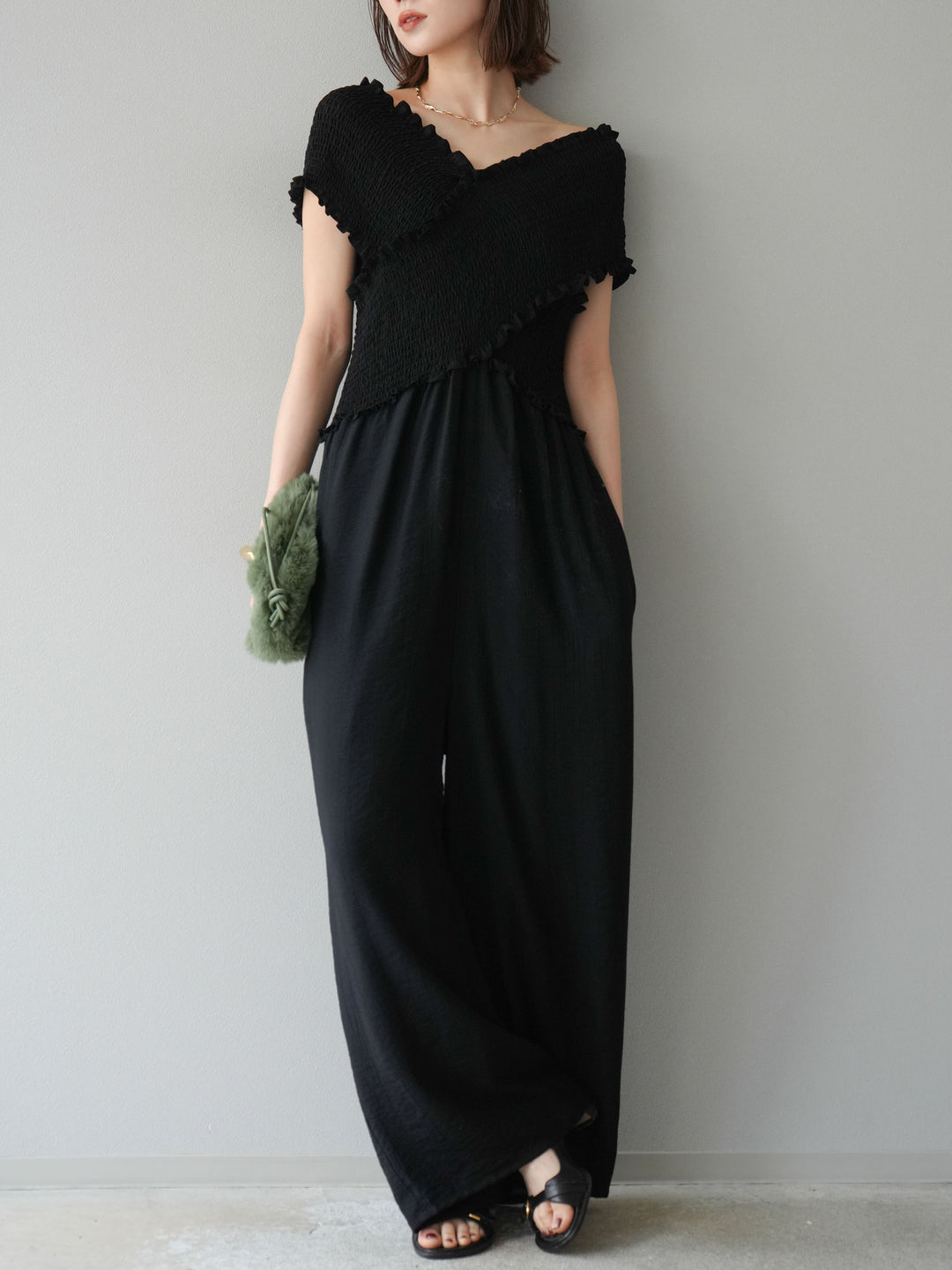 [SET]シャーリングクロスサロペット+シャーリングクロスサロペット(2set)