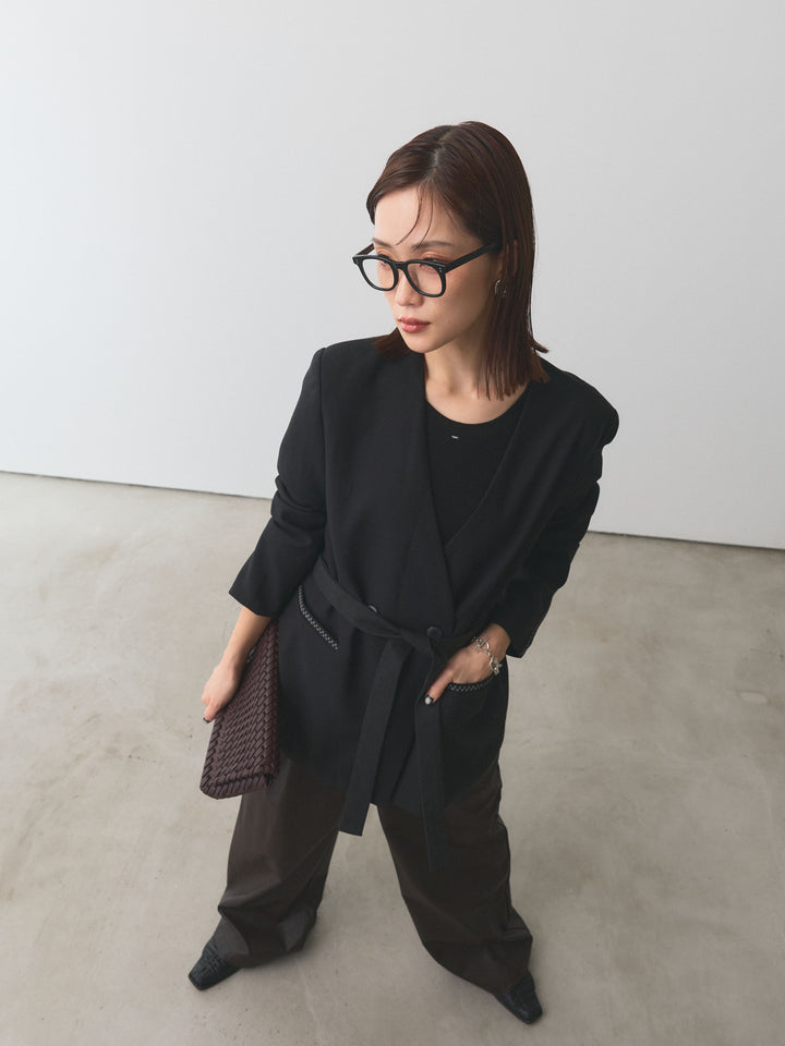 【Allure】[SET]モチーフ付Uネックシアーカットソー+モチーフ付Uネックシアーカットソー(2set)