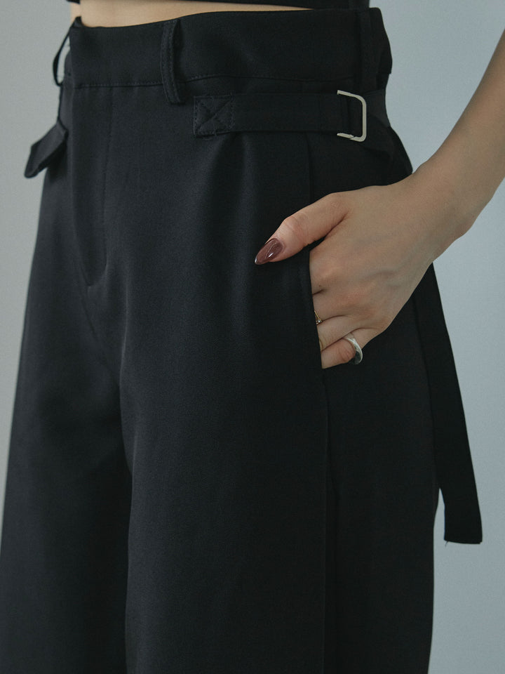 【Allure】[SET]ワンショルケーブル編みニット+サイドタックワイドパンツ(2set)