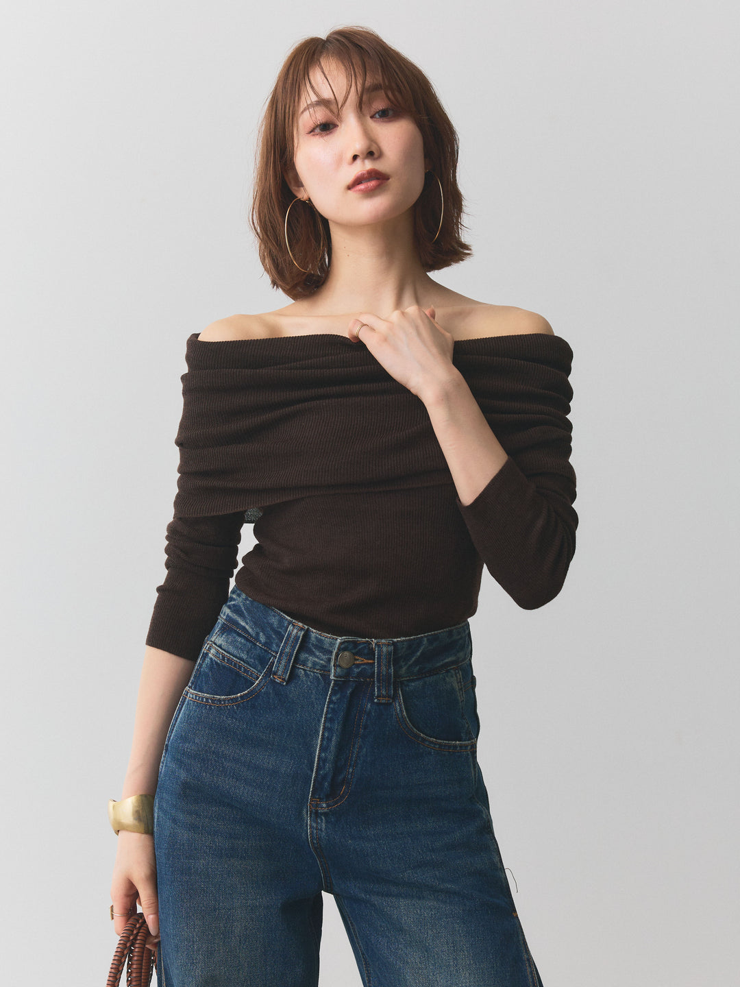 【Allure】[SET]オフショルニットトップス+オフショルニットトップス(2set)