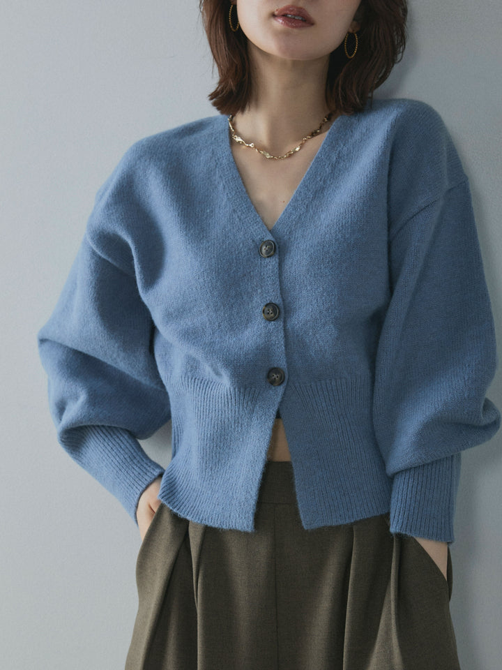 【Allure】[SET]アルパカタッチVネックカーディガン+スカーフ付ワイドパンツ(2set)