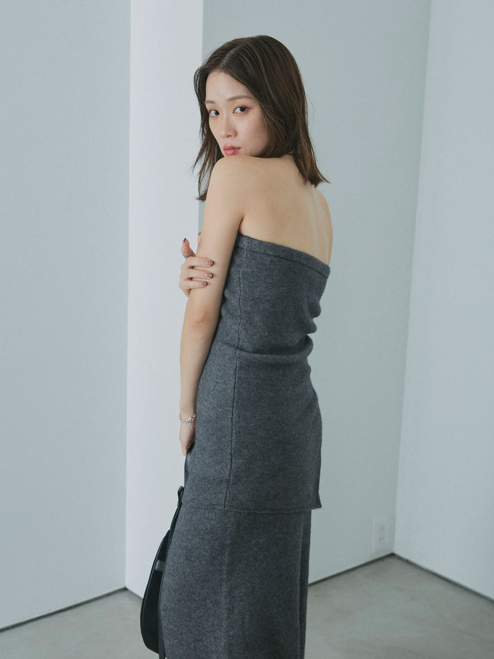 【Allure】[SET]ニットベアトップ＆ワイドパンツSET UP+ニットベアトップ＆ワイドパンツSET UP(2set)