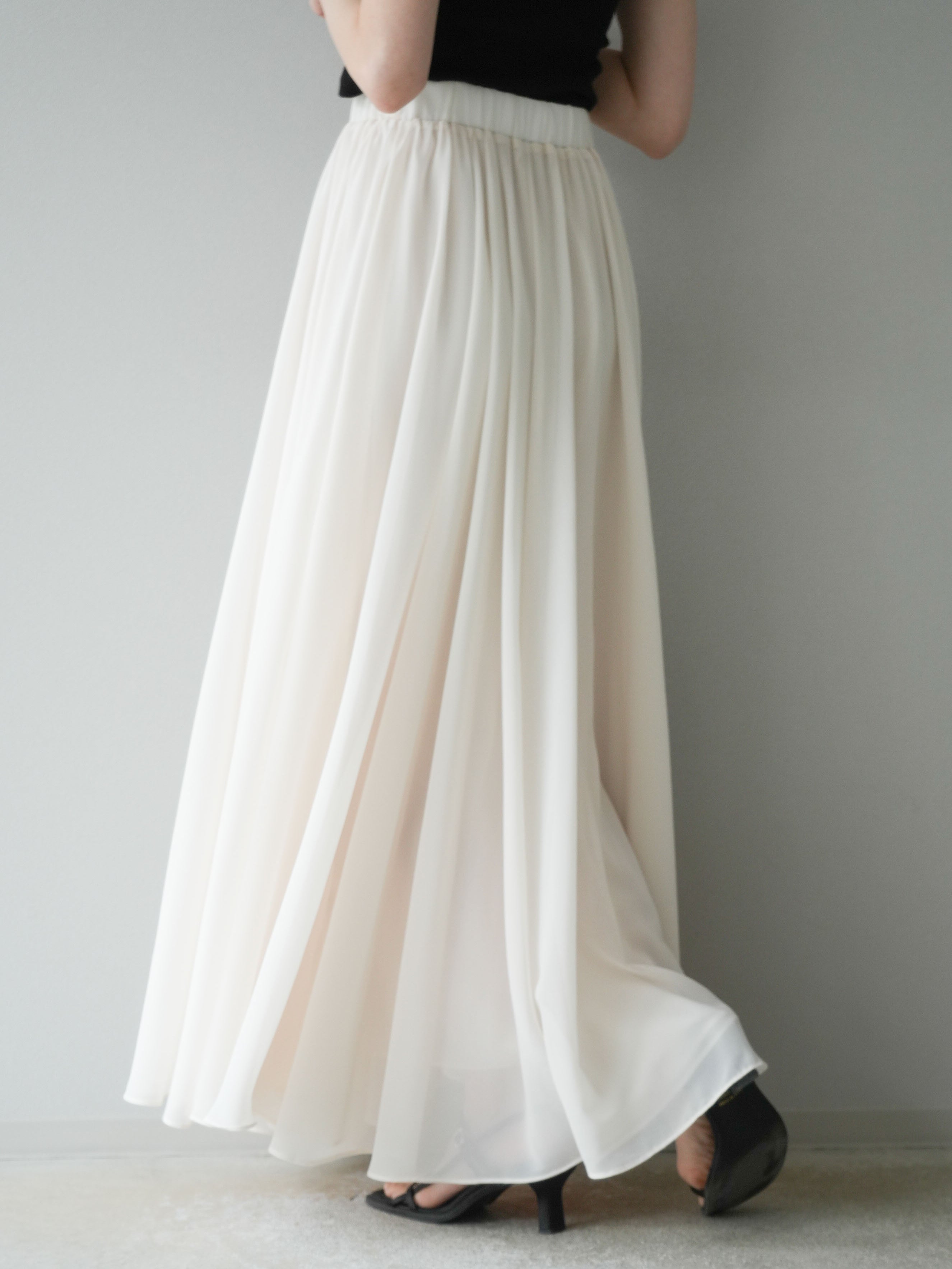 予約]シフォンフレアスカート/アイボリー – Lumier