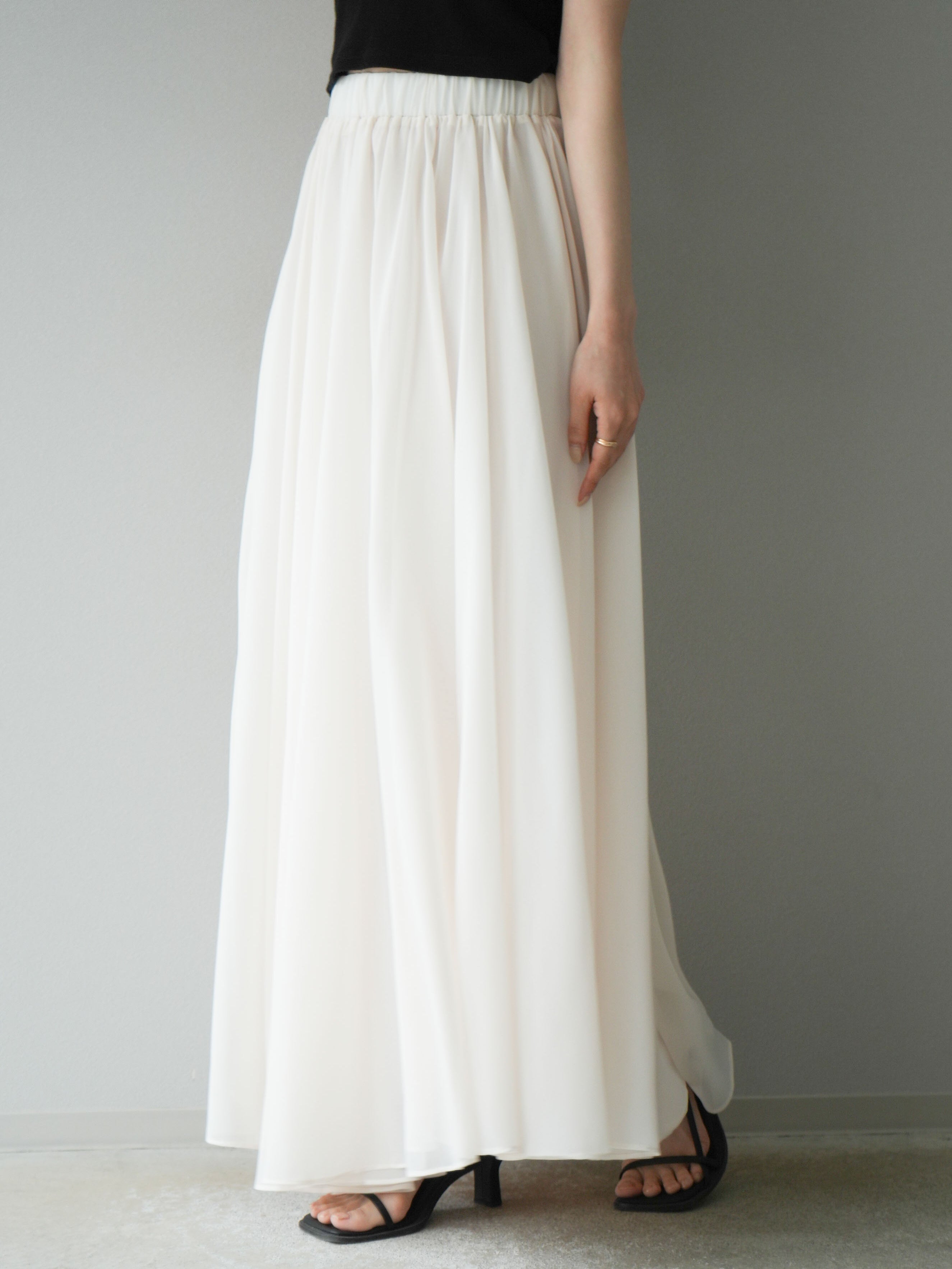 予約]シフォンフレアスカート/アイボリー – Lumier