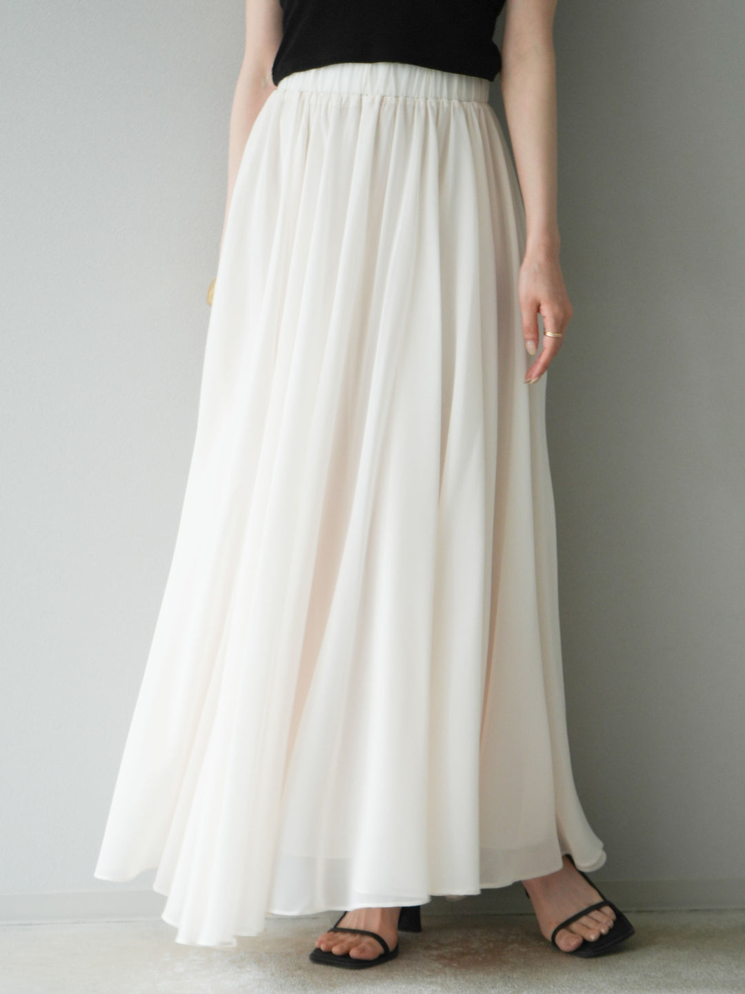 [予約]シフォンフレアスカート/アイボリー