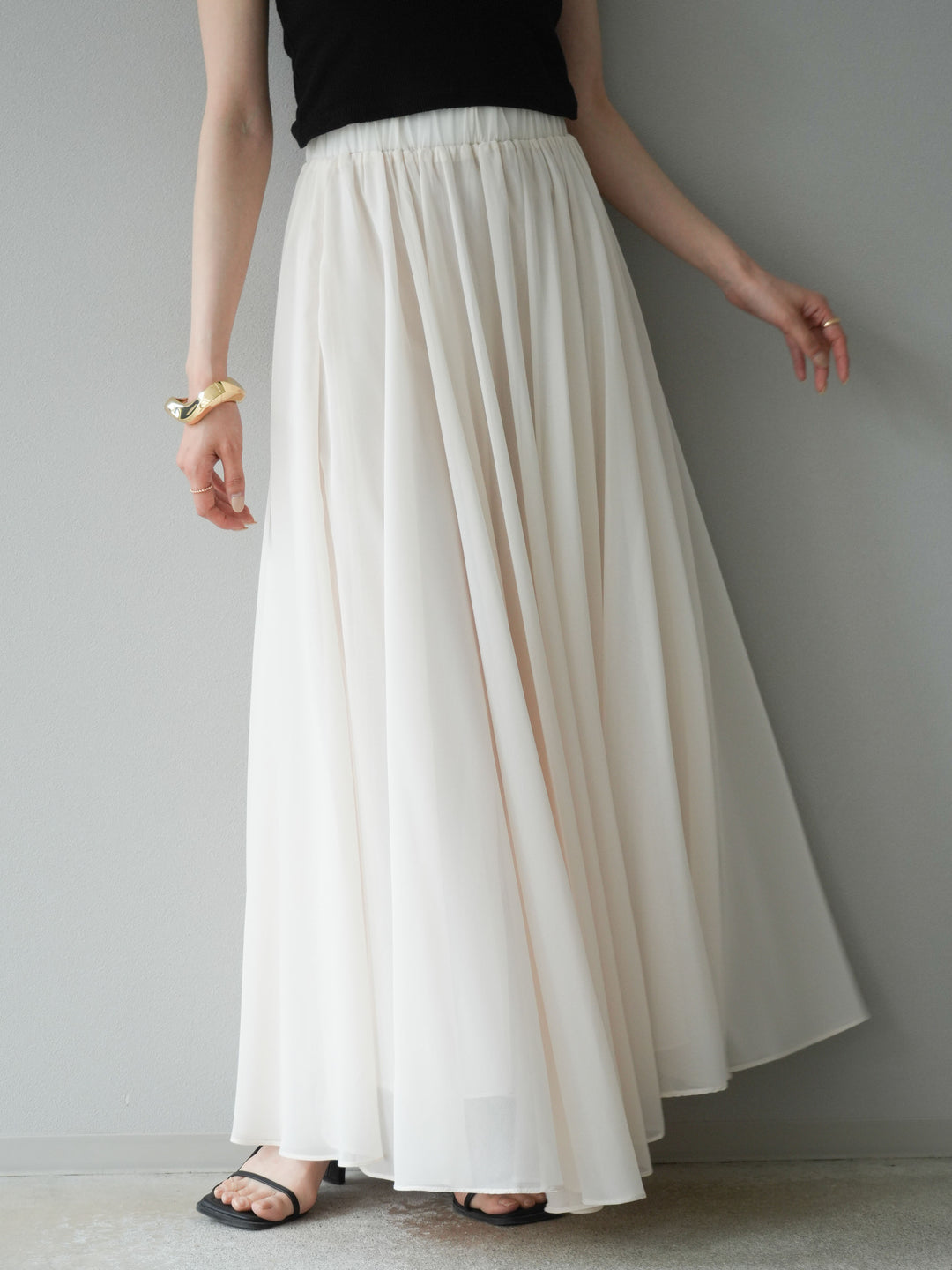 [予約]シフォンフレアスカート/アイボリー