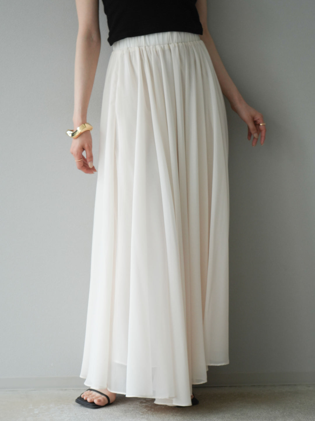 [予約]シフォンフレアスカート/アイボリー