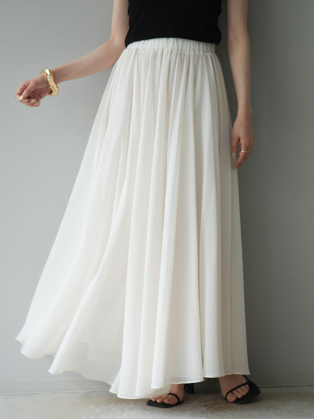 [予約]シフォンフレアスカート/アイボリー