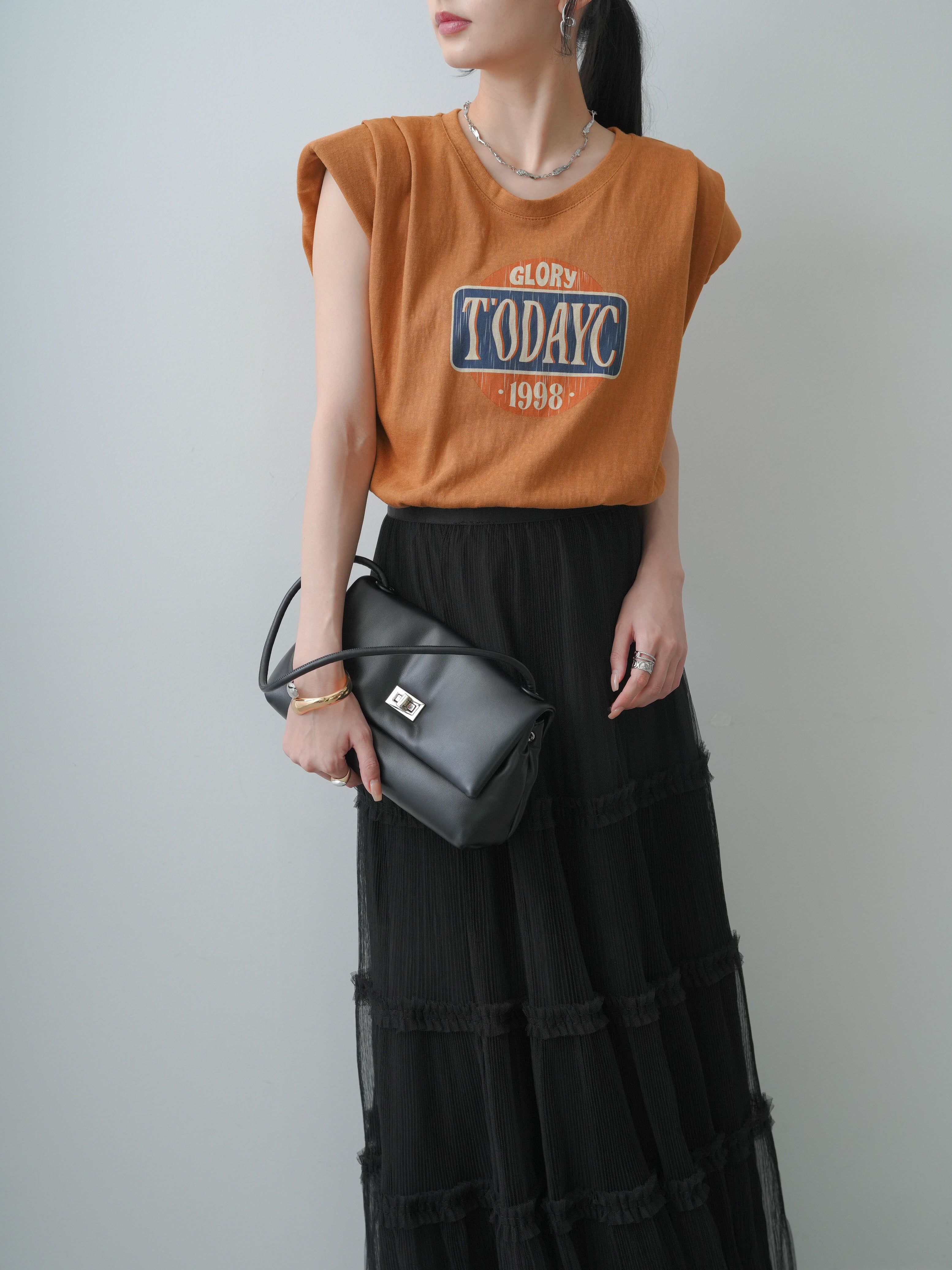 SET]ヴィンテージロゴドロストTEE+ホイップチュールティアードフレア