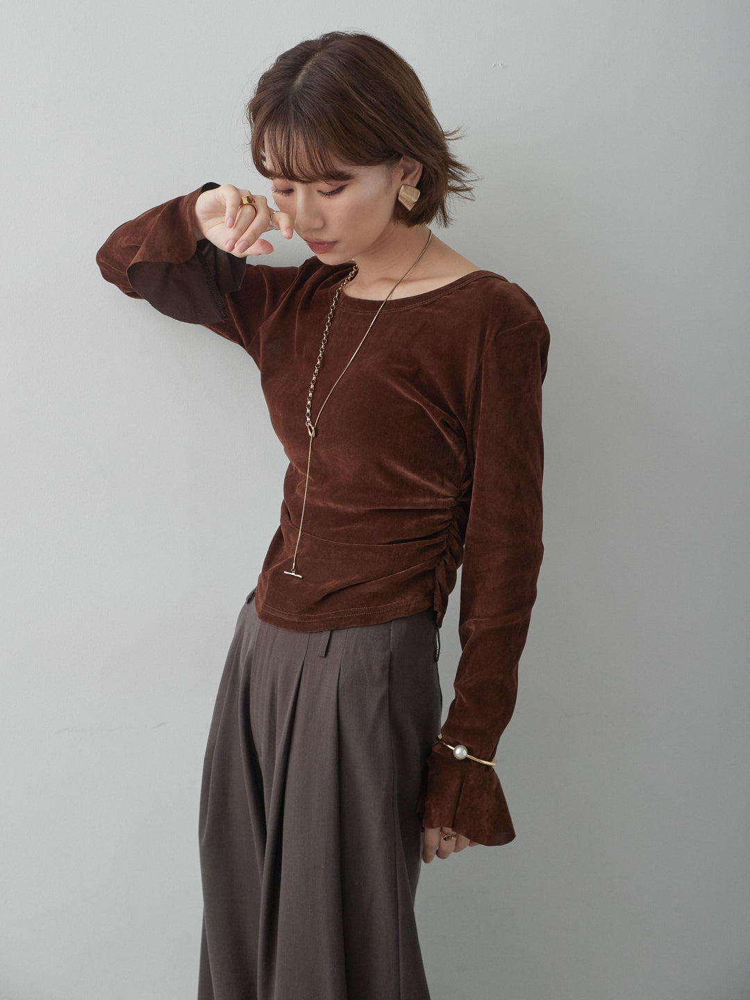 [SET]バックレースベロアトップス+バックレースベロアトップス(2set)
