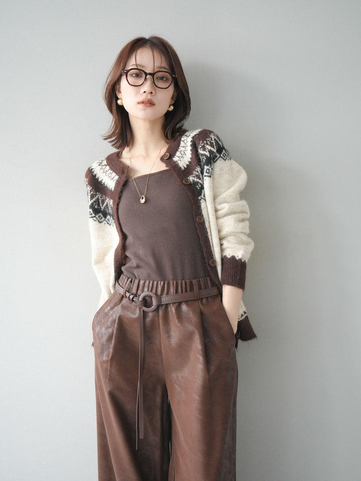 [予約]ノルディック柄ニットカーディガン/ivory