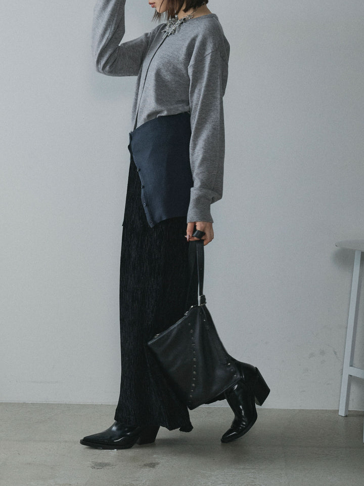 【Allure】[SET]2WAYビスチェアンサンブルカーディガン+プリーツベロアタイトスカート(2set)