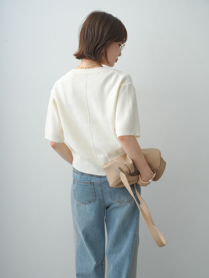 [SET]ゴールドボタンハーフニットカーディガン+選べるアクセセット(2set)