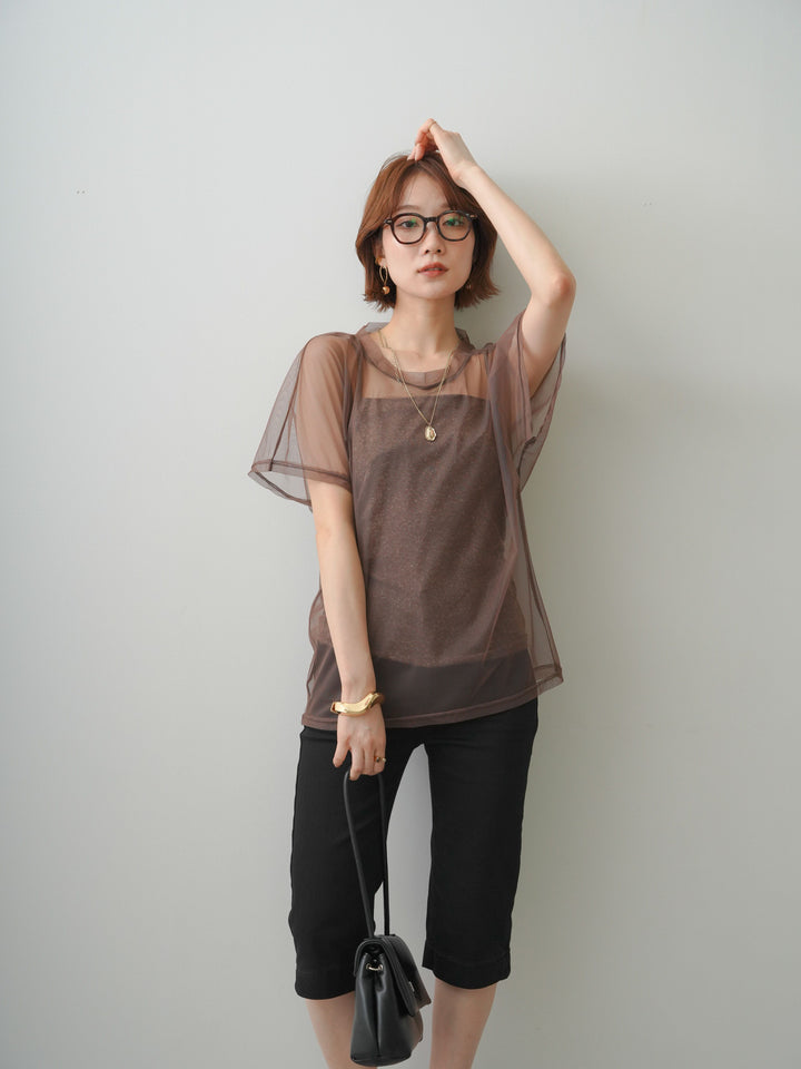 [SET]インナーキャミ付シアーオーバーTEE+選べるアクセセット(2set)