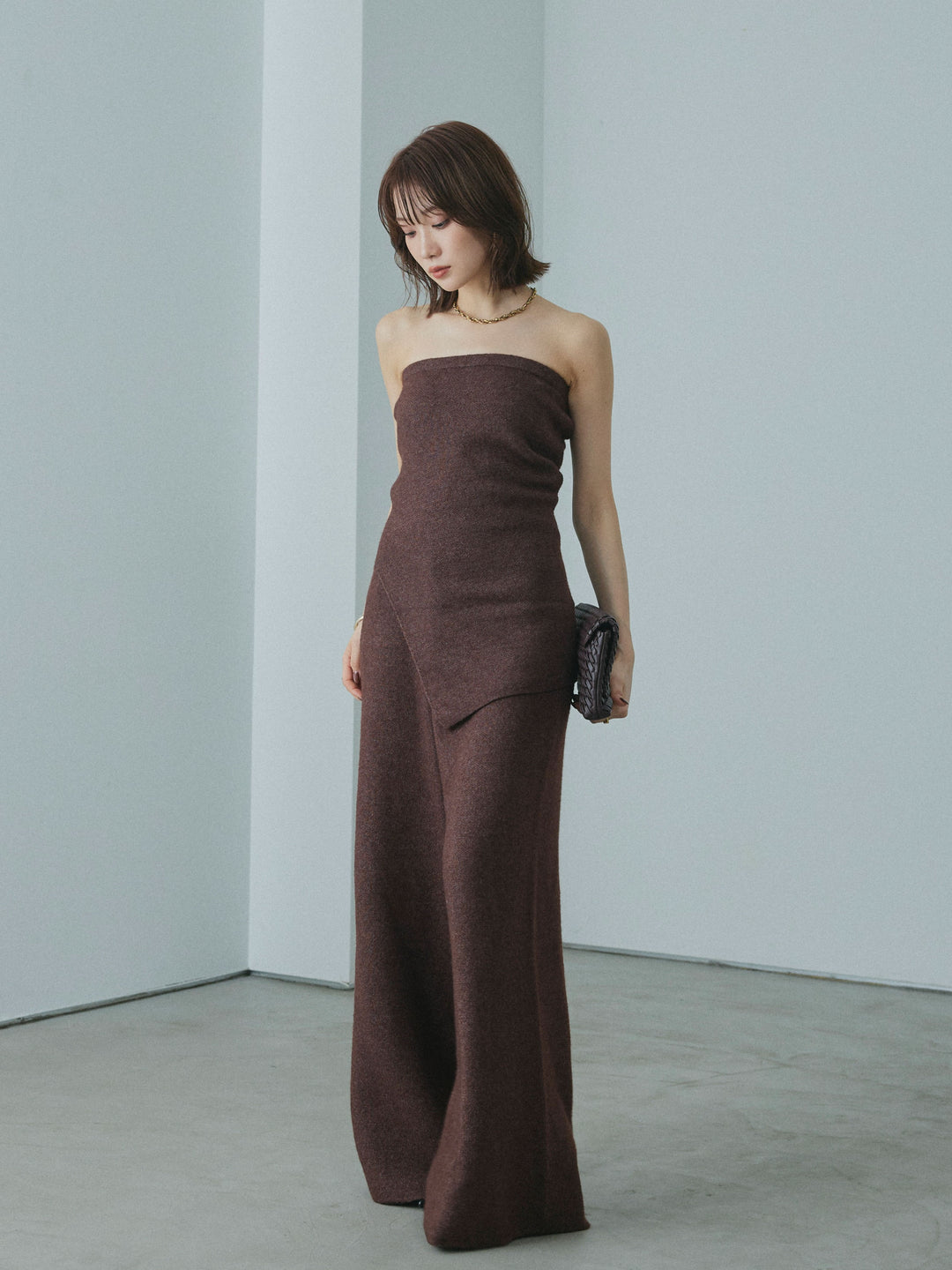 【Allure】[SET]ニットベアトップ＆ワイドパンツSET UP