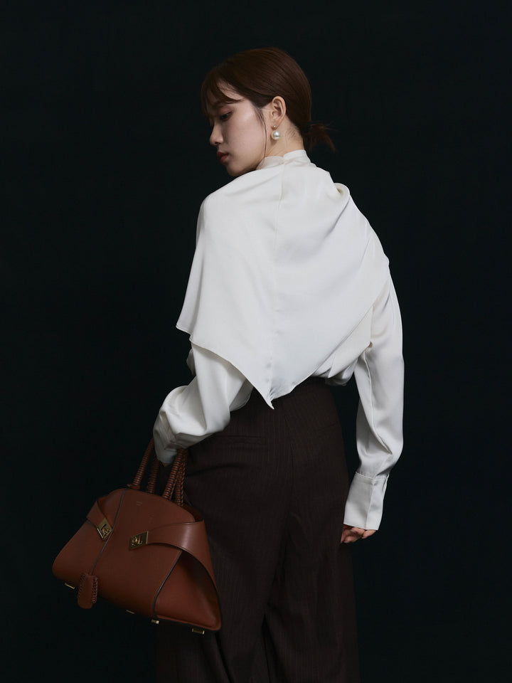 【Allure】[SET]ケープ付サテンシャツ+ケープ付サテンシャツ(2set)