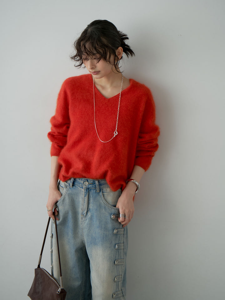 [SET]カシミア混フェザータッチVネックニットトップス+カシミア混フェザータッチVネックニットトップス(2set)
