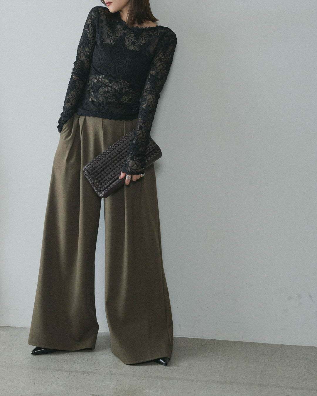 [予約]スカーフ付ワイドパンツ/brown