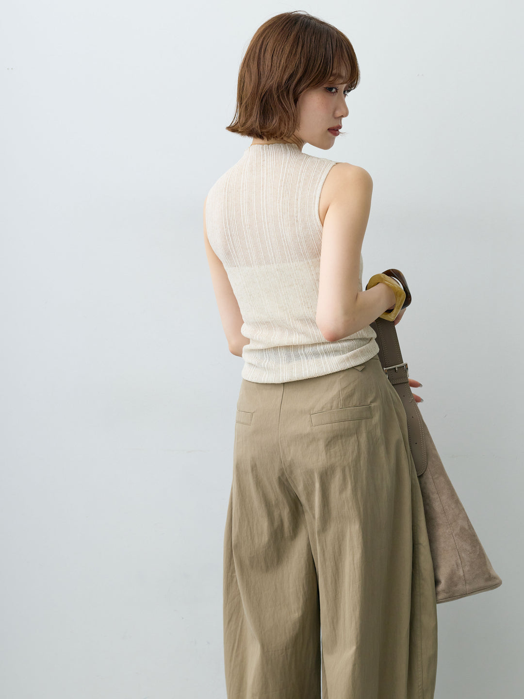 [予約]フラワーシアーランダムリブノースリトップス/beige