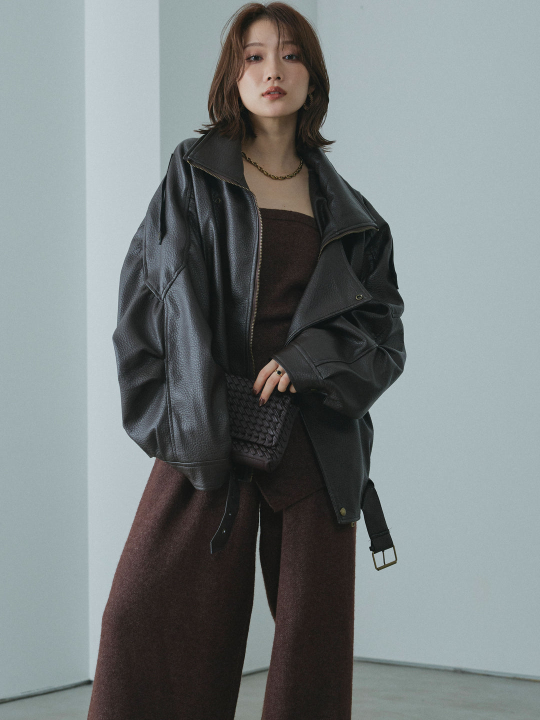 【Allure】[SET]ニットベアトップ＆ワイドパンツSET UP+ニットベアトップ＆ワイドパンツSET UP(2set)