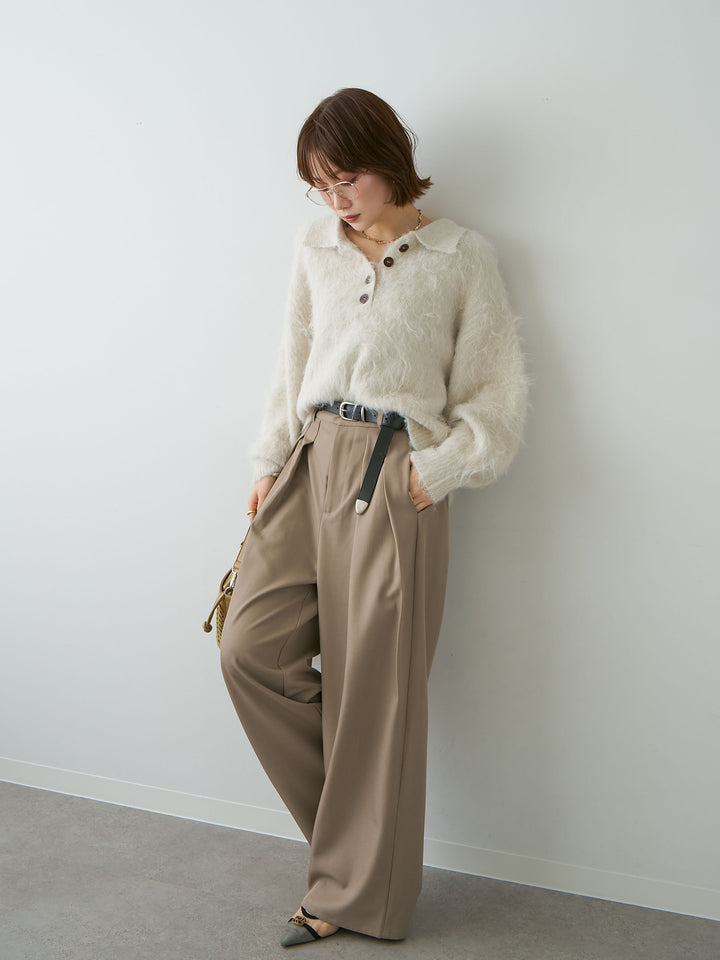 [予約]ヘンリーシャギーニットトップス/oatmeal