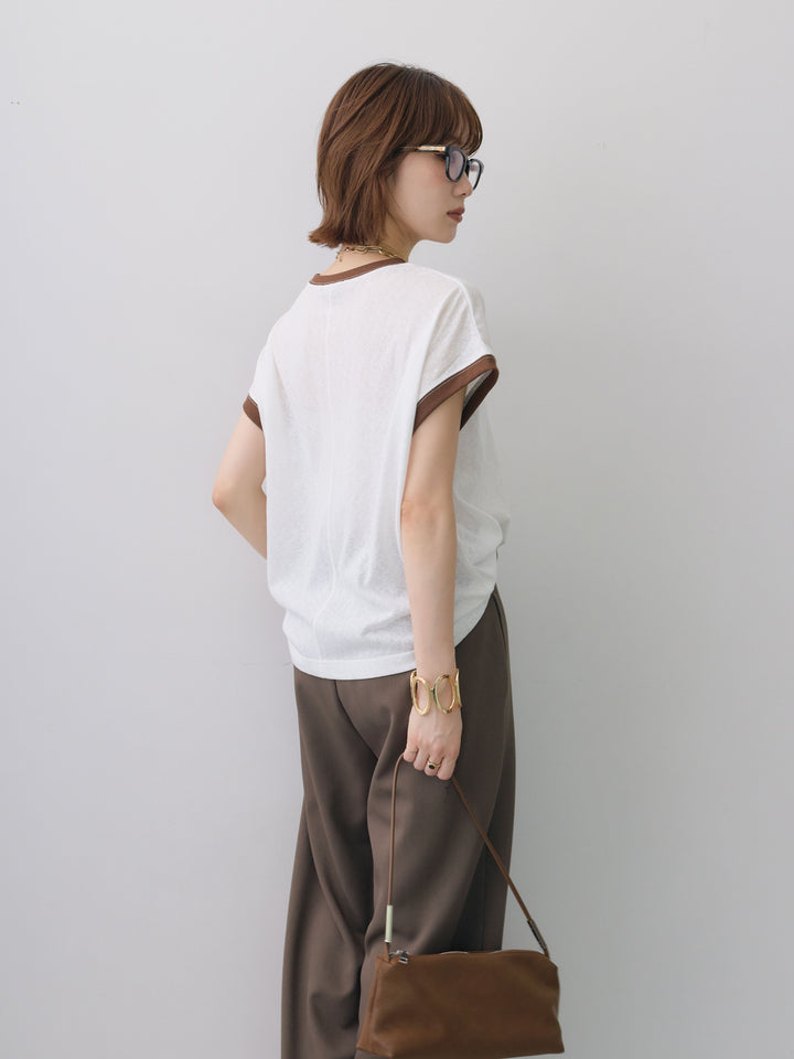 [SET]シアースラブバイカラーフレンチTEE+選べるアクセセット(2set)