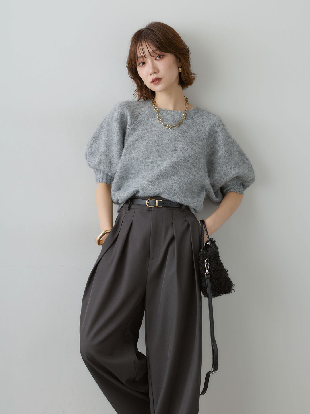 [SET]モヘアハーフプルオーバー+選べるアクセセット(2set)