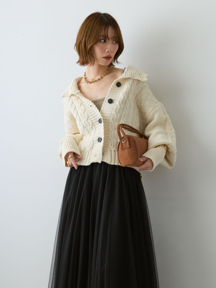 [SET]ケーブルショートニットカーディガン+ケーブルショートニットカーディガン(2set)