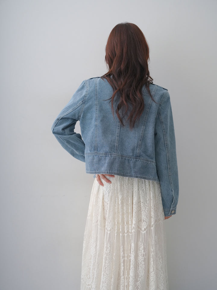 [SET]ナポレオンデニムジャケット+カップ付テレコリブベアキャミソール(2set)