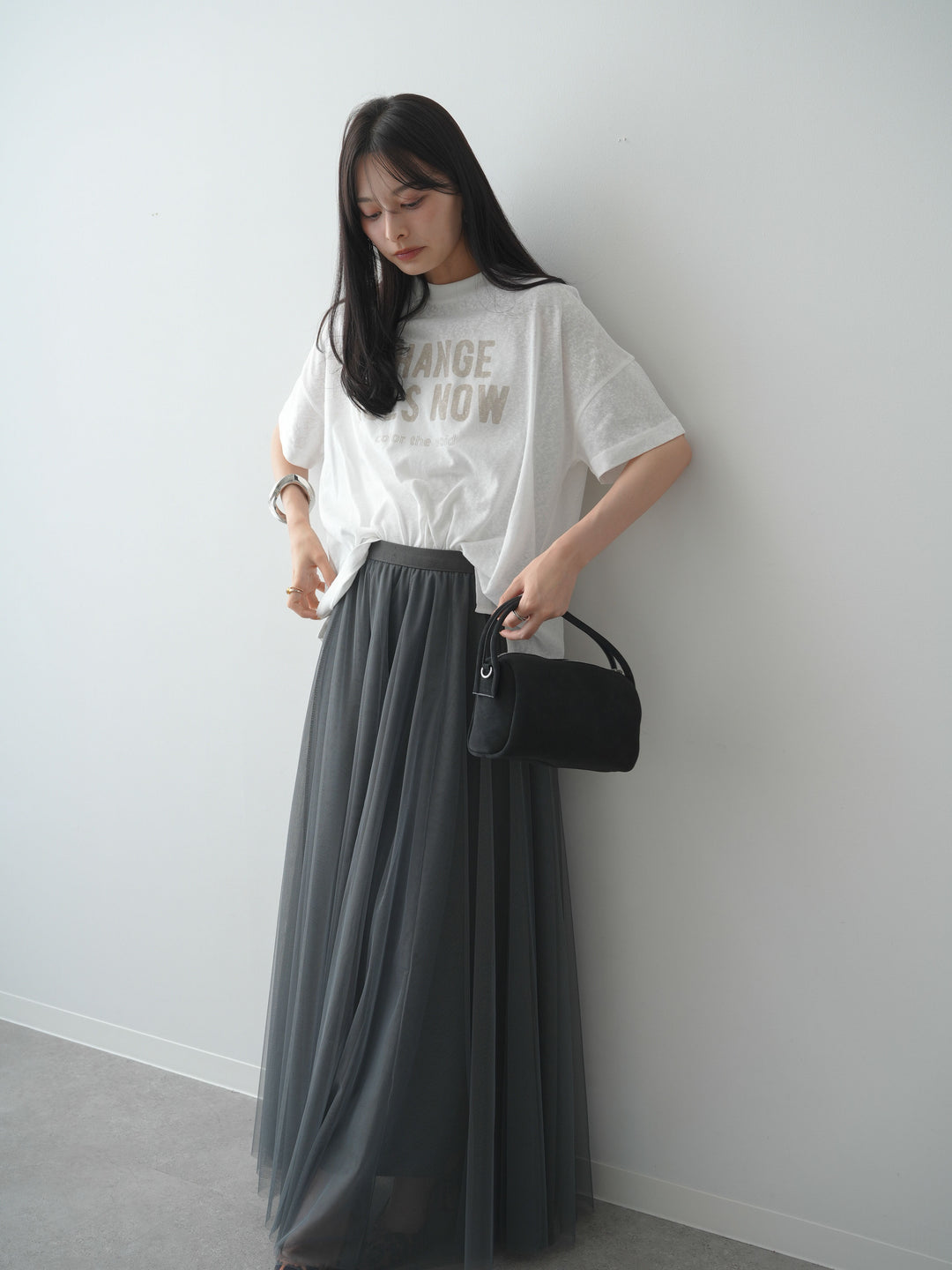 [SET]シアースラブロゴワイドTEE+チュールボリュームスカート(2set)