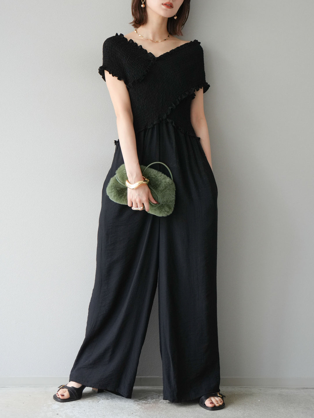 [SET]シャーリングクロスサロペット+シャーリングクロスサロペット(2set)