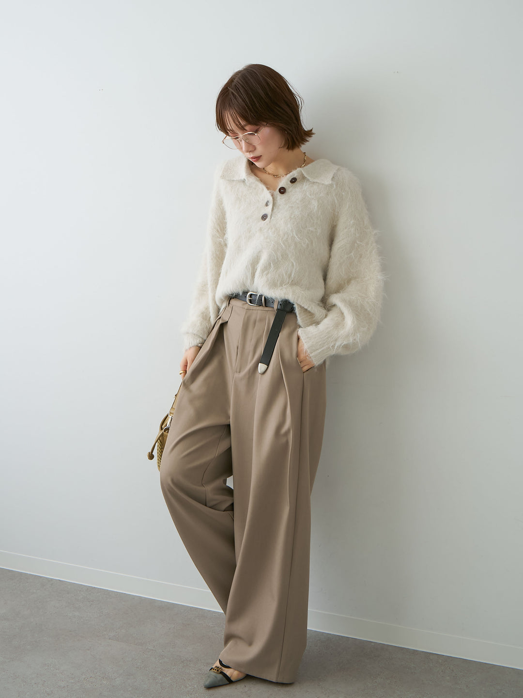 [SET]ヘンリーシャギーニットトップス+ヘンリーシャギーニットトップス(2set)