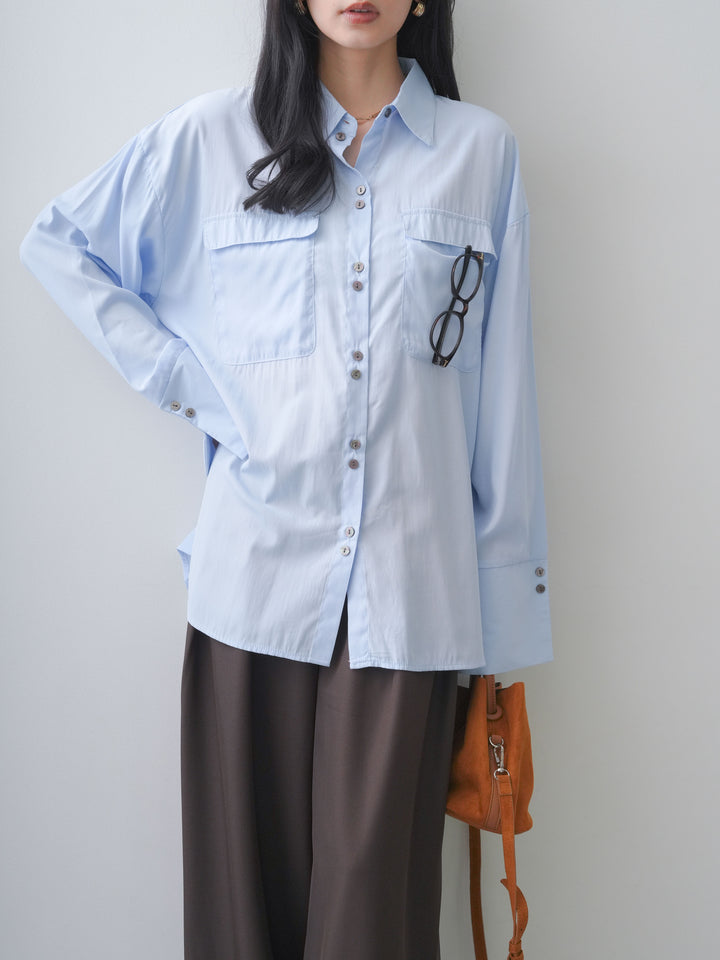[SET]ドレープダブルポケットオーバーシャツ+ドレープダブルポケットオーバーシャツ(2set)