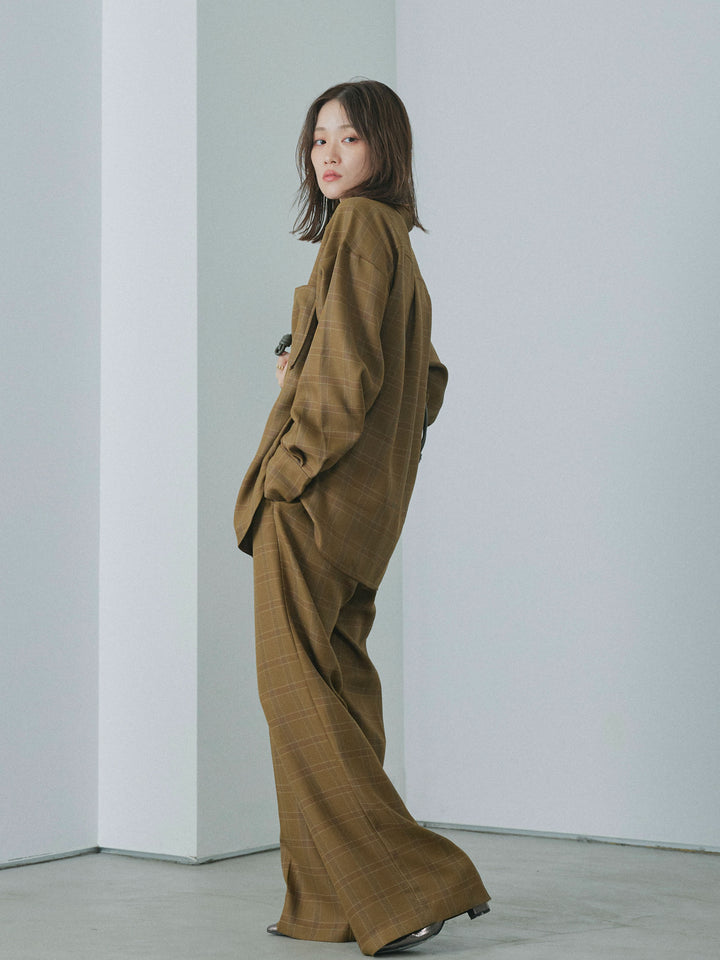 【Allure】[SET]杢チェックZIPシャツジャケット+杢チェックZIPシャツジャケット(2set)