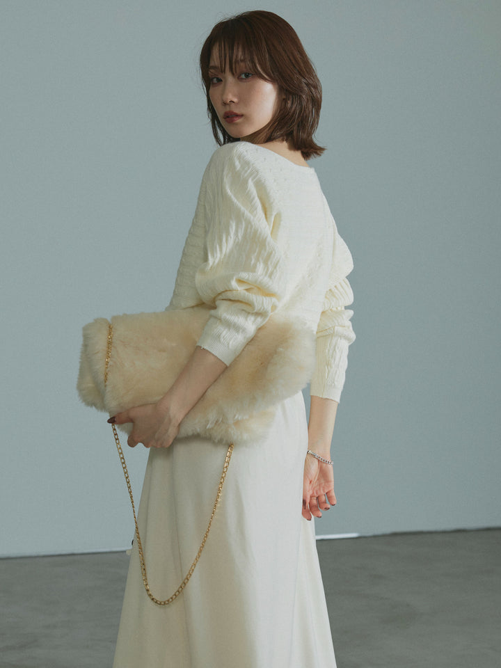 【Allure】[SET]ワンショルケーブル編みニット+ワンショルケーブル編みニット(2set)