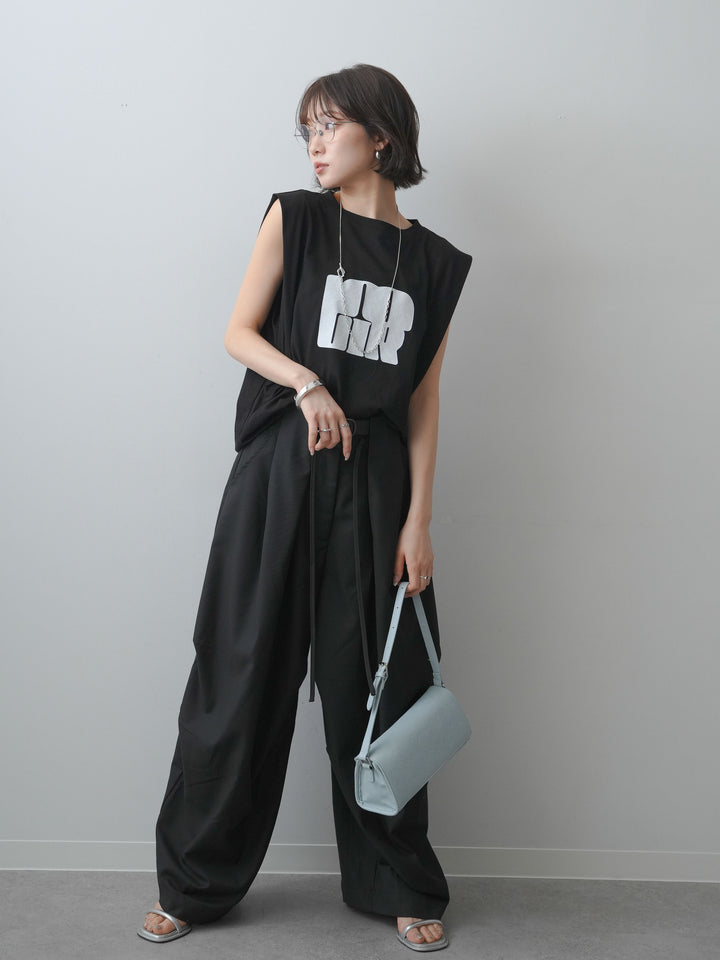 [SET]ヴィンテージロゴドロストTEE+ショルダータックノースリーブオーバーTEE(2set)