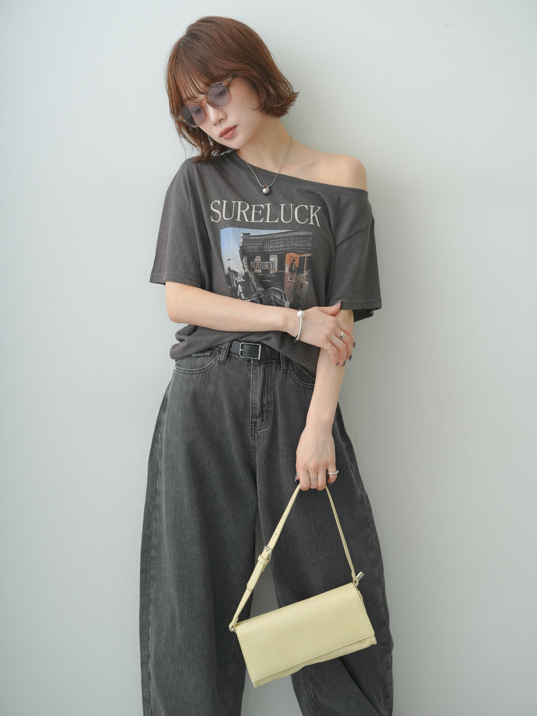 [SET]ワイドネックプリントTEE+選べるアクセセット(2set)