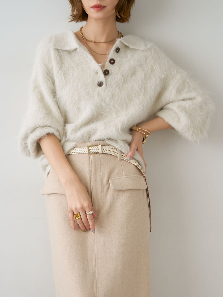 [SET]ヘンリーシャギーニットトップス+ヘンリーシャギーニットトップス(2set)