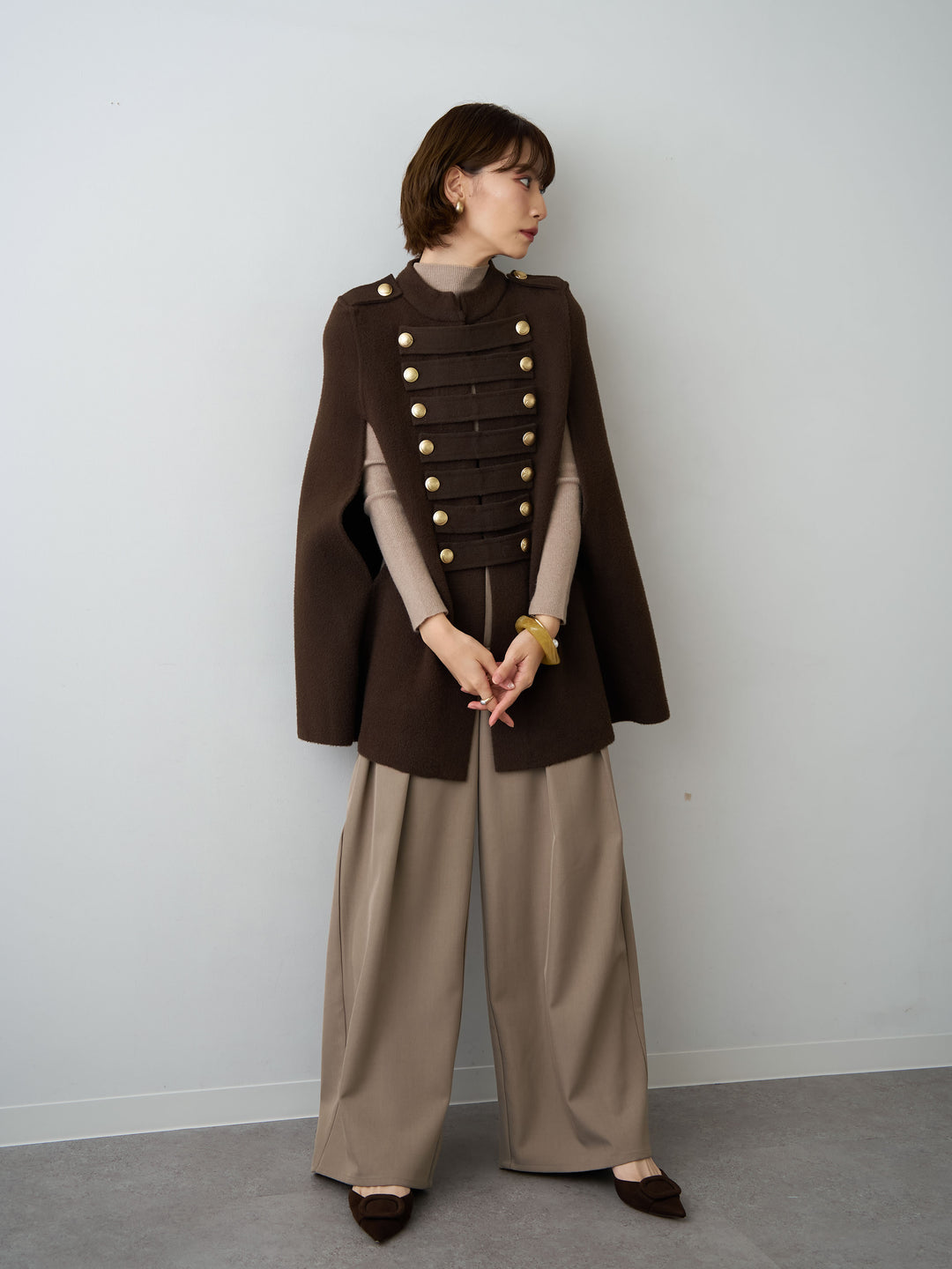 [SET]ゴールドボタンナポレオンケープ+選べるアクセセット(2set)