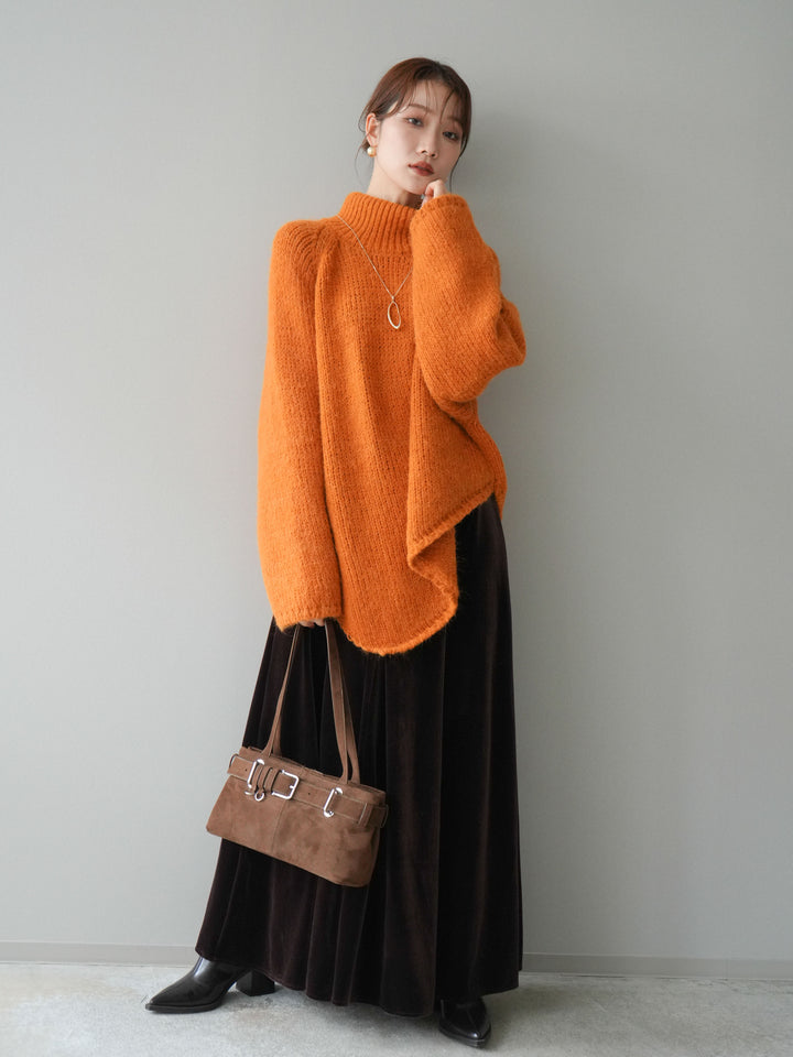 [予約]ベロアフレアスカート/brown