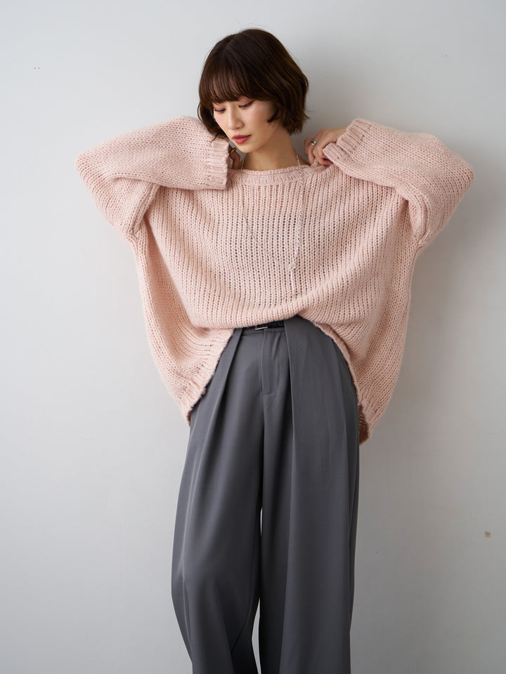 [予約]オーバーサイズドロップショルダーニットプルオーバー/pink