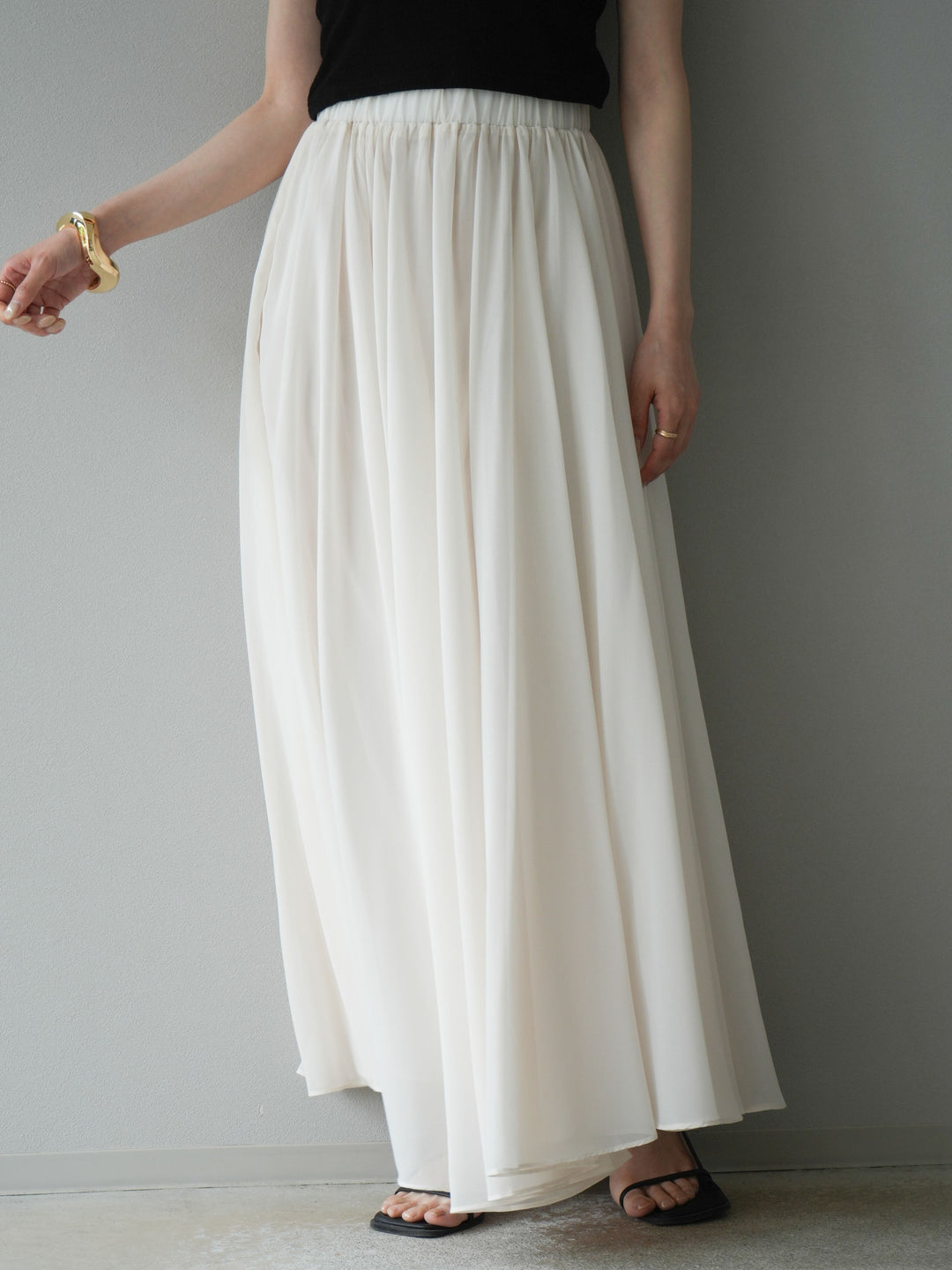 [予約]シフォンフレアスカート/アイボリー