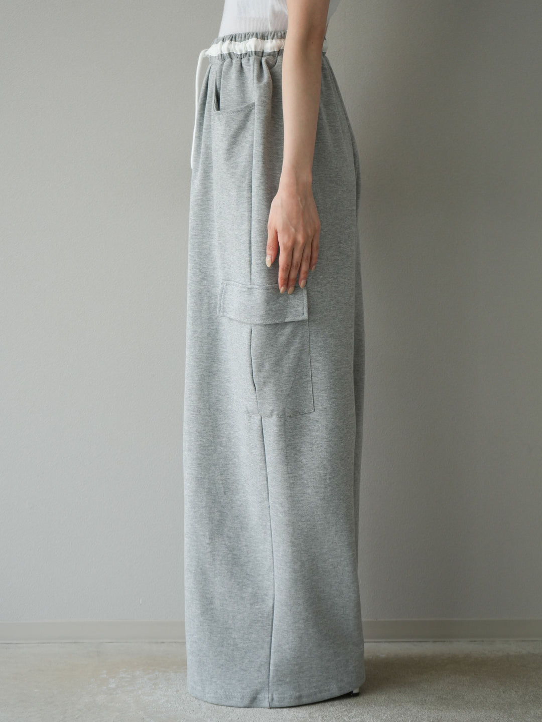[予約]ウエストラインサイドポケットスウェットパンツ/グレー