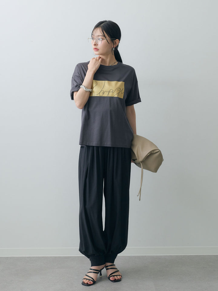 [SET]箔プリントボックスTEE+カフヘムタックコクーンパンツ(2set)
