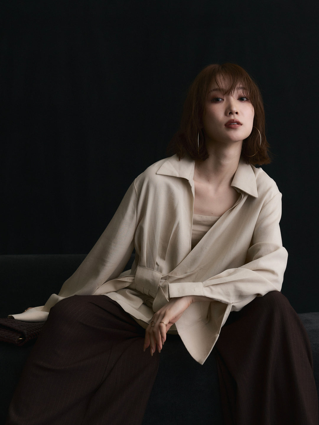 【Allure】[SET]ドレープデザインシャツ+ドレープデザインシャツ(2set)