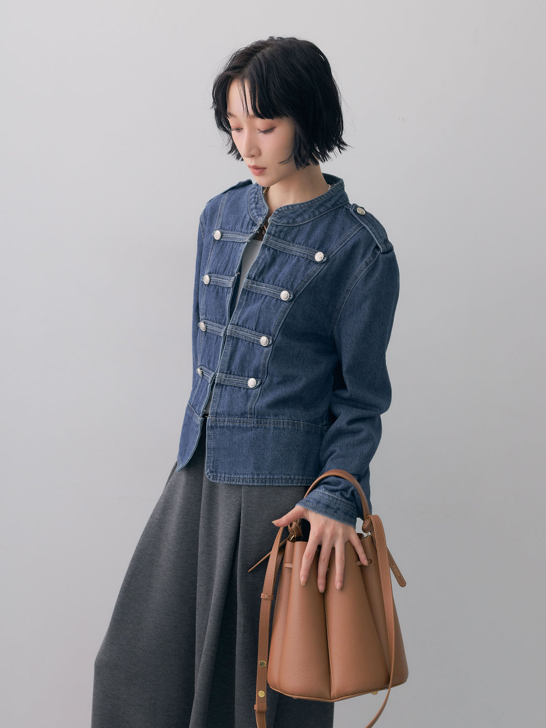[SET]ナポレオンデニムジャケット+ボンディングドロストタックパンツ(2set)