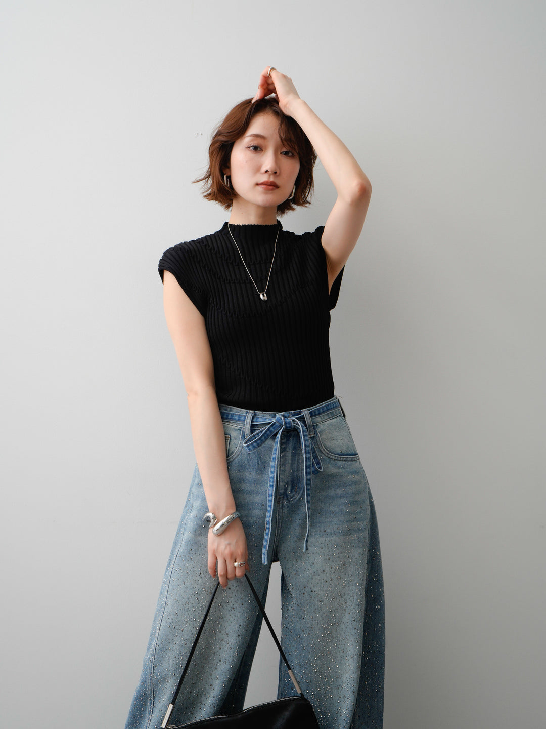 【套裝】Mode Line 羅紋法式針織上衣 + Mode Line 羅紋法式針織上衣（兩件套）