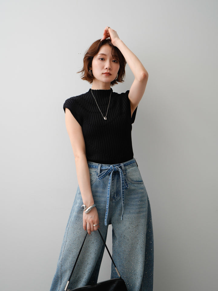 【套裝】Mode Line 羅紋法式針織上衣 + Mode Line 羅紋法式針織上衣（兩件套）
