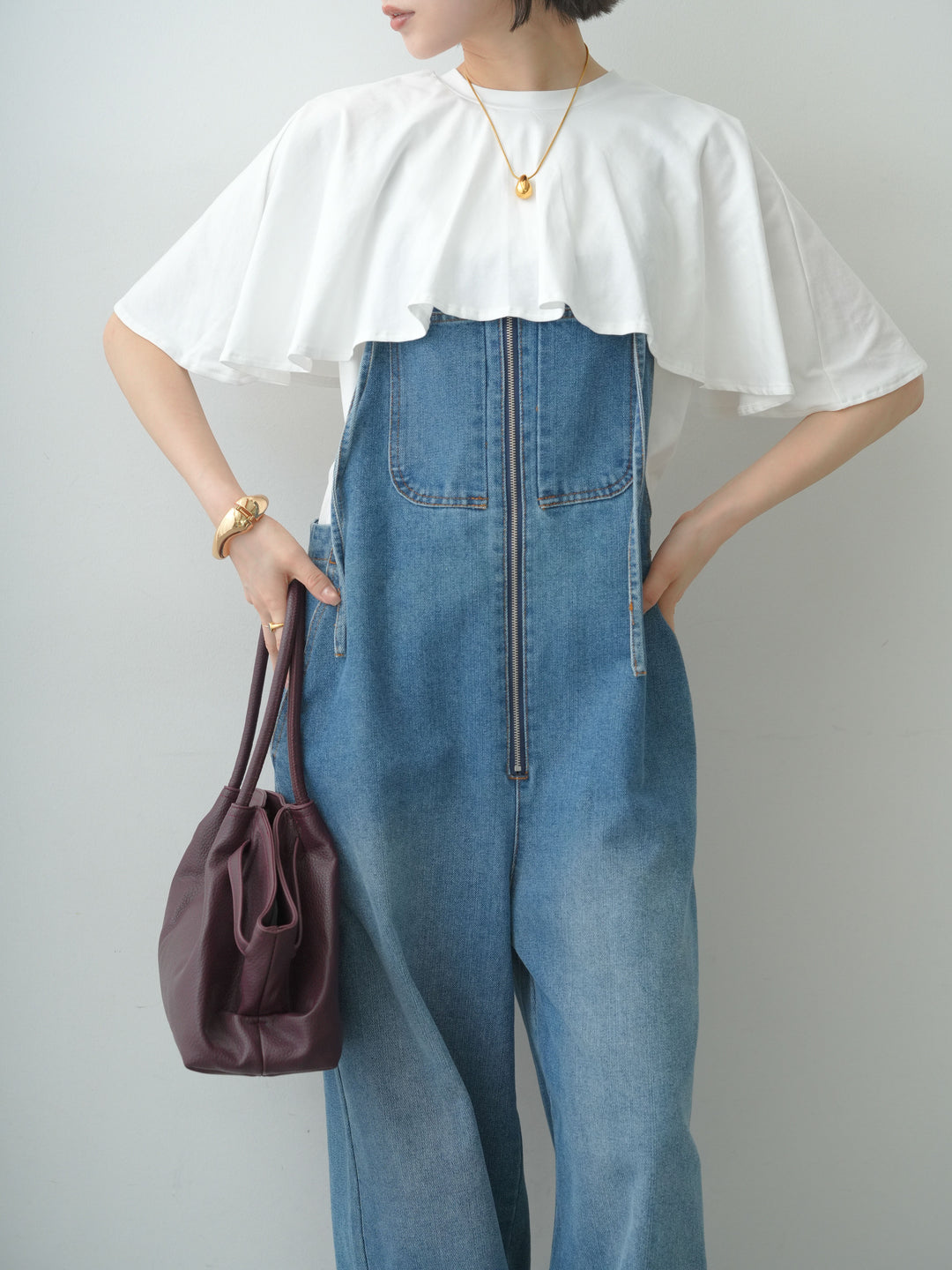 [SET]前後2wayケープTEE+選べるアクセセット(2set)