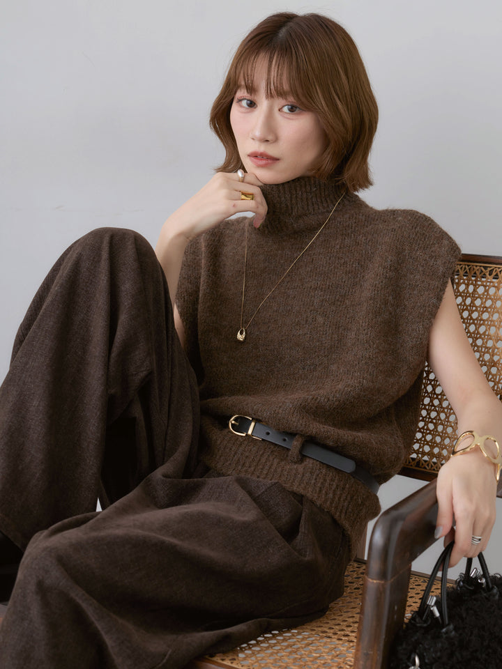 [予約]タートルベルトループニットベスト/brown